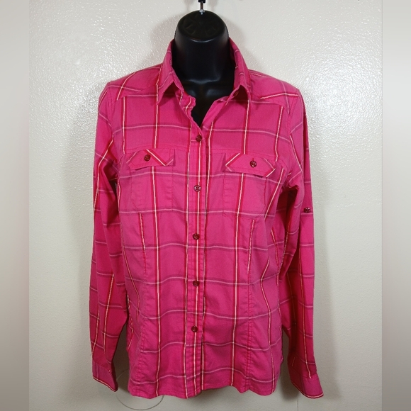 Arc'teryx Women's Melodie Pink Plaid Button Down Shirt size Medium - Picture 2 of 11